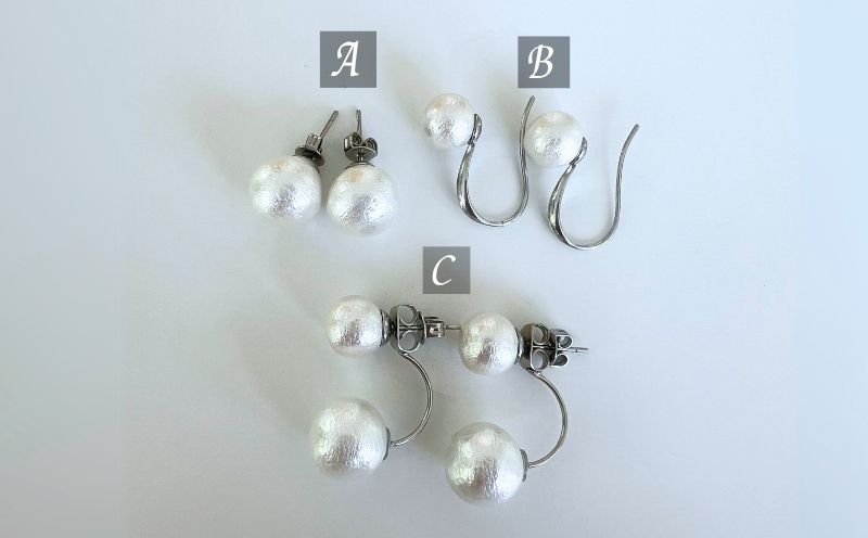 コットンパール「ホワイト」ピアス３点セット(シルバー)【～en～】｜コットンパール ネックレス アクセサリー 入学式 卒業式 結婚式 ゴールド