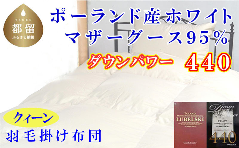 羽毛ふとん クィーンポーランド産マザーグース95%ダウンパワー4４0 220×210cm羽毛掛け布団　寝具　布団　ふとん　羽毛　ダウン　クイーン　羽毛布団　ダウン布団　ダウンふとん　クイーン布団　クイーンふとん