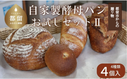 自家製酵母パンお試しセットⅡ（４種類４個）【パン工房 稔】｜天然酵母 食パン パン 菓子パン 詰合せ 詰め合わせ セット ギフト　お試し