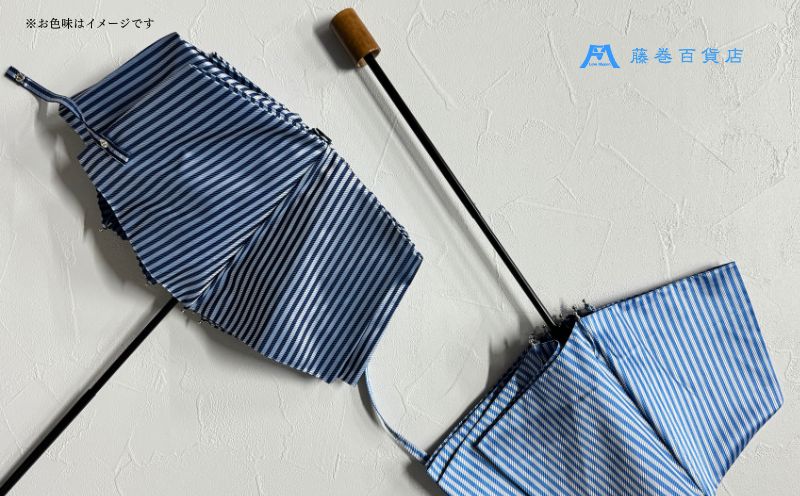 【藤巻百貨店】Ramuda 晴雨兼用 耐風折りたたみ傘 甲州織ロンドンストライプ/ネイビー｜甲州織 甲州織傘 折り畳み傘 晴雨兼用傘 ＵＶカット加工 防撥水加工 耐水加工 耐風骨仕様