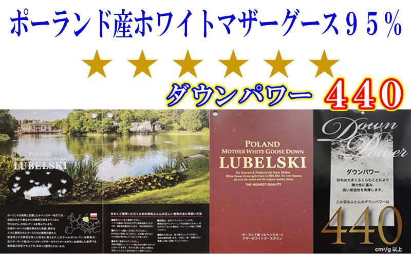 羽毛ふとん クィーンポーランド産マザーグース95%ダウンパワー4４0 220×210cm羽毛掛け布団　寝具　布団　ふとん　羽毛　ダウン　クイーン　羽毛布団　ダウン布団　ダウンふとん　クイーン布団　クイーンふとん