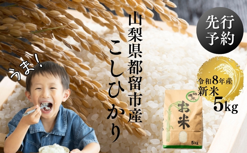 【令和8年産先行予約】山梨県都留市産こしひかり[5kg]　　　米 お米  こしひかり コシヒカリ　