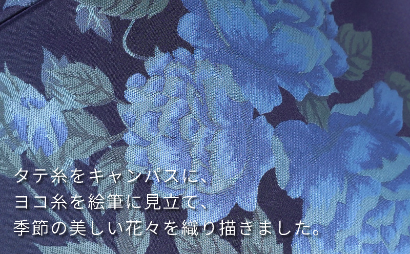 【槙田商店】晴雨兼用折りたたみ傘　絵おり　バラとぶどう　ネイビー ｜傘 かさ 雨具 高級 晴雨 兼用 UV 日焼け ギフト ファッション 日傘 プレゼント 化粧箱 老舗