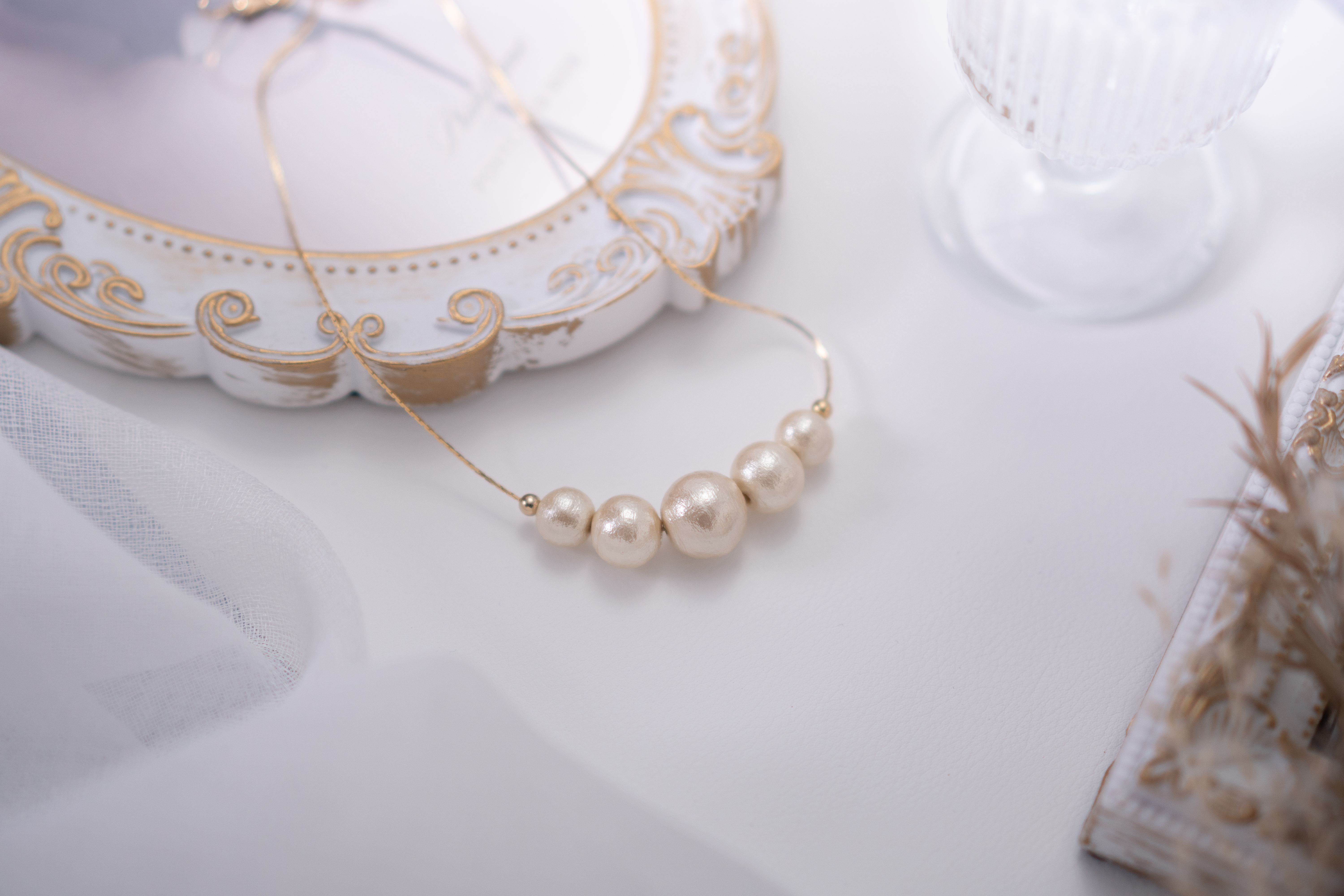 コットンパール「キスカ」ゴールドチェーンネックレス