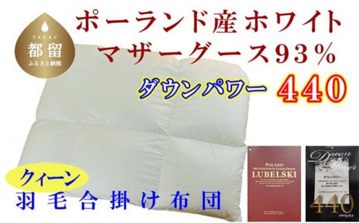 【合掛け布団】ポーランド産マザーグース93％ 羽毛合掛け布団（クイーン：220cm×210cm）（ダウンパワー440）【サカキュー】｜羽毛布団 羽毛ふとん 羽毛掛けふとん 合い掛け布団 合い掛けふとん　羽毛　ダウン　布団　ふとん　合い掛け　クイーン