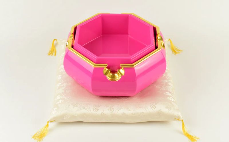 【佐藤木工】彩玉手箱 ポップカラー 京組紐 金沢箔（ピンク）