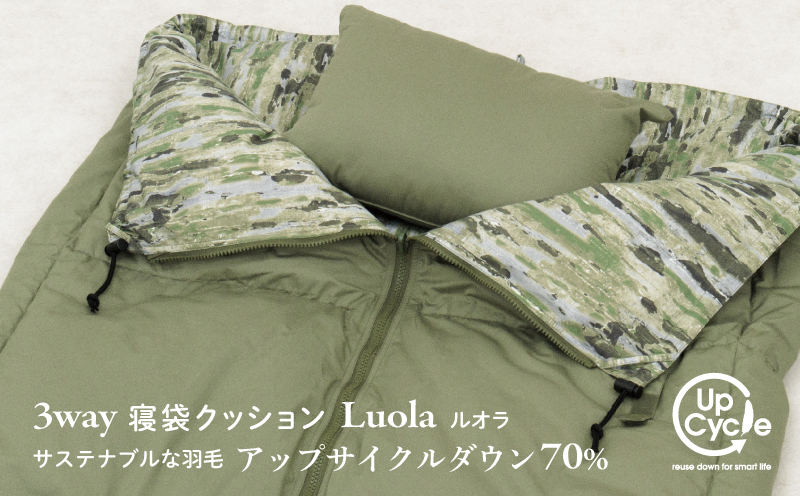 【富士新幸謹製】「サステナブルな羽毛」3WAY 寝袋クッション［ルオラ］アップサイクルダウン