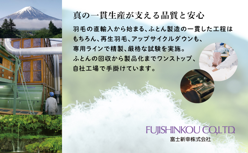 【富士新幸謹製】 43×63cm ダウンピロー「サステナブルな羽毛」アップサイクルダウン羽毛枕