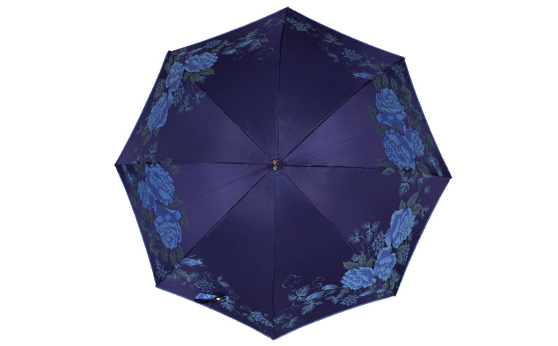 【槙田商店】晴雨兼用長傘　絵おり　バラとぶどう ネイビー  日傘 UV プレゼント 化粧箱 ギフト 老舗