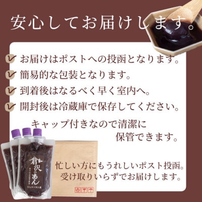 老舗あんこ職人仕込み【倉沢製あん所】 トースト専用こしあん 国産小豆 キャップ付き 310g×3個【1717381】