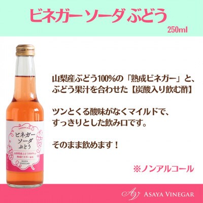 山梨産ぶどう100%の熟成ビネガーで造った!そのまま飲める「ビネガーソーダぶどう24本セット」【1518783】