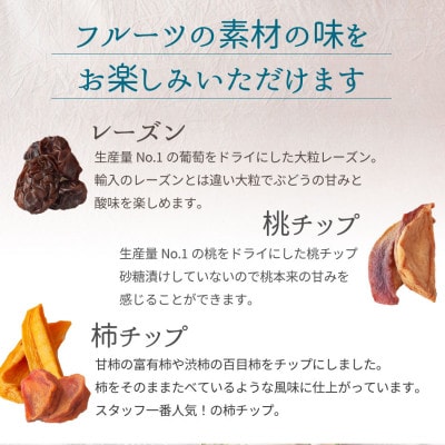 国産大粒レーズンと桃、柿などの山梨産ドライフルーツ詰め合わせ 80g 無添加、砂糖不使用【1712558】