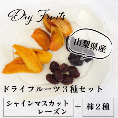 シャインマスカットのレーズンと柿2種のドライフルーツセット 30g×3袋 無添加、砂糖不使用【1508703】