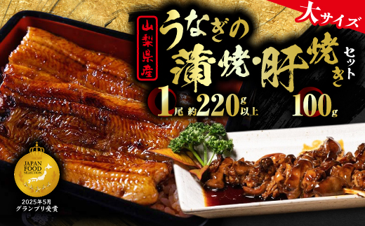 【大サイズ】山梨県産富士山脈の地下水うなぎ蒲焼1尾220g以上+100g肝焼きセット【配送不可地域：離島】【1566345】