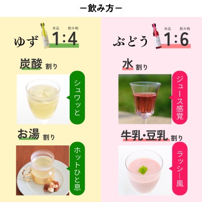 【山梨市限定】ドリンクビネガー2種 お試し飲み比べセット(ゆず・ぶどう)150ml×各1本【1722356】