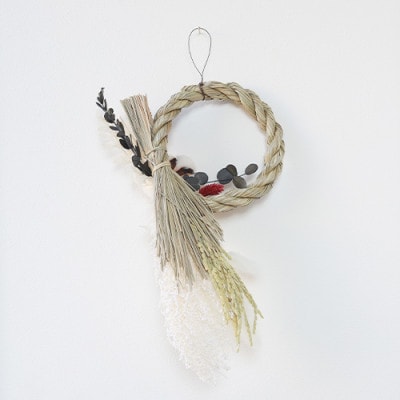 【お正月飾り】コットンフラワーとしめ縄飾りがおしゃれなモダンカラーのアレンジメント【1371442】