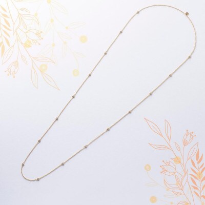 K18 ダイヤモンドステーションロングネックレス　Total 1ct 16pcs 全長80cm【配送不可地域：沖縄県】【1469139】