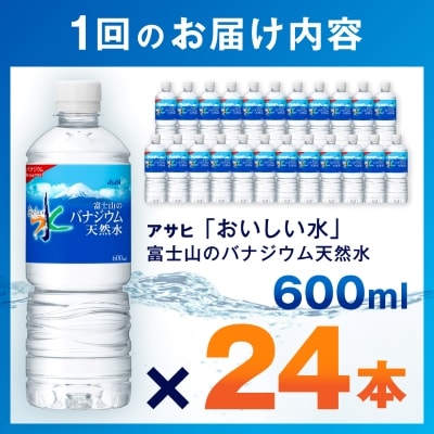 【毎月定期便】【6か月お届け】バナジウム天然水600ml【24本入】アサヒ飲料全6回【4053273】
