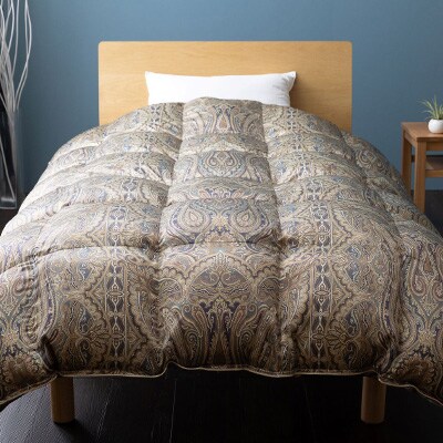 【甲州羽毛ふとん】シルク100%羽毛本掛けふとん (シングル) ブルー カバー付き　36【1296994】