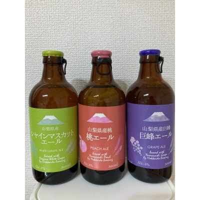 山梨市・富士吉田市共通返礼品 山梨県産クラフトエールセット(桃・巨峰・シャインマスカット)3種計6本【1307550】