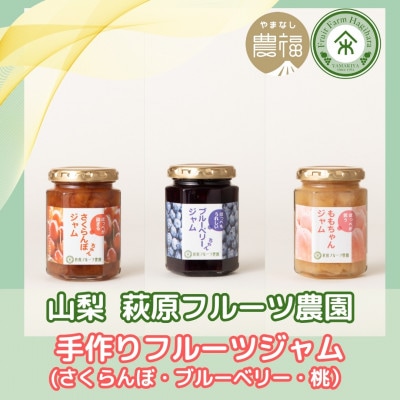 山梨 はぎふる 手作りフルーツジャム(さくらんぼ・桃・ブルーベリー) 3本セット (化粧箱入)【1482154】