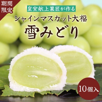 山梨県産シャインマスカットのフルーツ大福「雪みどり」10個入 皇室献上菓匠が作る期間限定和菓子【配送不可地域：離島】【1041050】