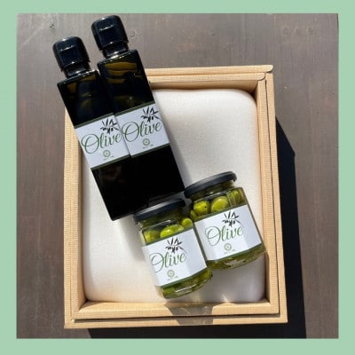 山梨 はぎふる　≪自社農園産≫手摘みオリーブオイル と ≪自家製≫オリーブ塩漬け　各2本セット【1486152】