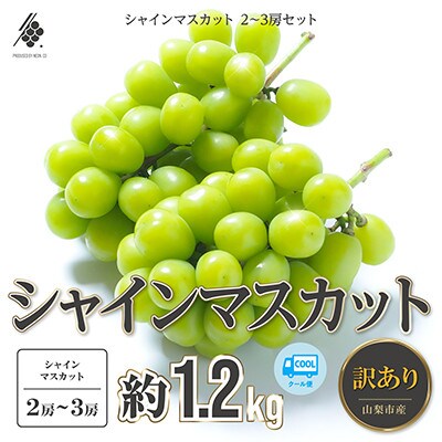 【先行受付2026年発送】 シャインマスカット 2〜3房(計約1.2kg)【訳あり】【配送不可地域：離島・沖縄県】【1567960】