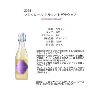 フジクレールワイナリー クラノオトデラウェア 720ml×1本【1704744】