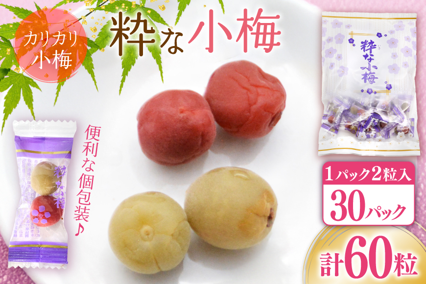 【やばいだろ】粋な小梅 2粒×30 計60粒 [山梨農産食品 山梨県 韮崎市 20743176] 梅干し 梅干 うめぼし 梅 小粒 小梅 カリカリ梅 国産 個包装