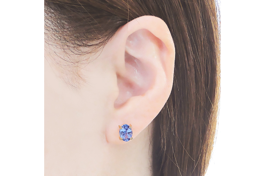 ピアス 一粒 スタッドピアス タンザナイト オーバル 計2.0ctUP K18YG イエローゴールド レディース 大粒 楕円 誕生石 カラーストーン アクセサリー アクセ ジュエリー 【f221-ov-k18yg】 [オーダーメイドジュエリーメイ 山梨県 韮崎市 20745210]