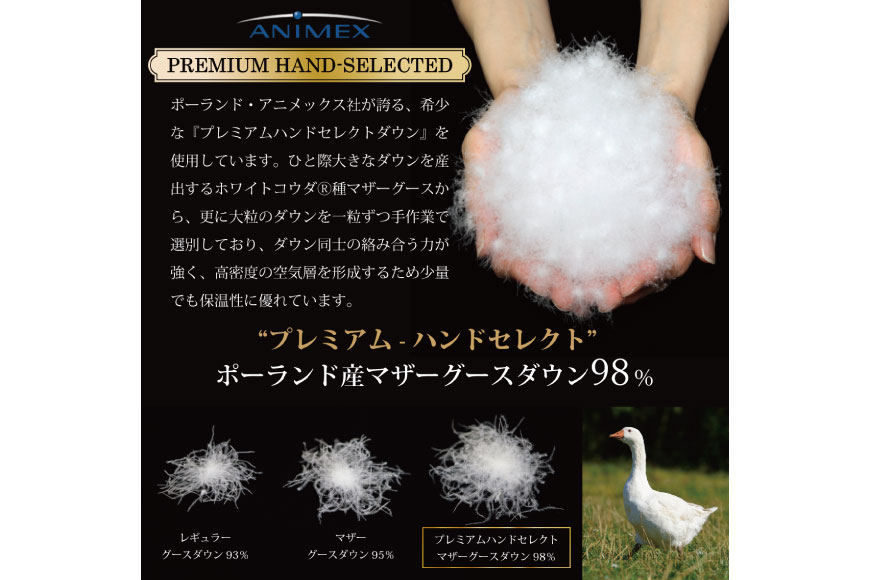 【中厚】高級 軽量 高品質 羽毛布団 シングル 合掛け 羽毛 布団 Animex プレミアムハンドセレクト ポーランド産 マザーグースダウン98％ 0.7kg 掛け布団 春用 秋用 シルバーグレー 柄 稀少 ダウンケット 合掛け布団 ダウンかけ布団 日本製 綿100％ ふとん 羽毛ふとん 寝具 手選別 [川村羽毛 山梨県 韮崎市 20742889]