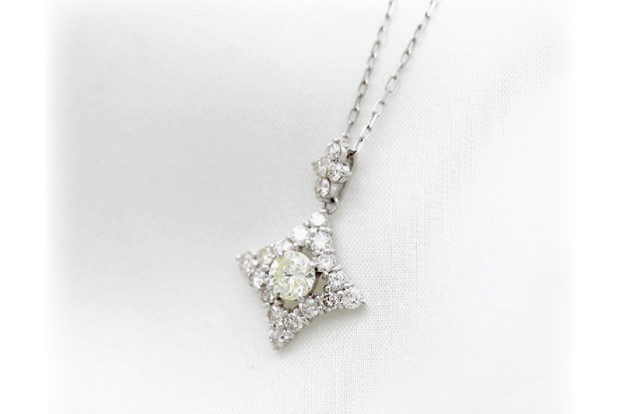 ネックレス プラチナ PT900 ダイヤモンド 1.0ct ベリーライトイエロー ひし形 1カラット ペンダント【f073-pt】 [株式会社オーダーメイドジュエリーメイ 山梨県 韮崎市 20742946] アクセサリー ジュエリー アクセ