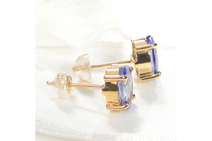 ピアス 一粒 スタッドピアス タンザナイト オーバル 計2.0ctUP K18YG イエローゴールド レディース 大粒 楕円 誕生石 カラーストーン アクセサリー アクセ ジュエリー 【f221-ov-k18yg】 [オーダーメイドジュエリーメイ 山梨県 韮崎市 20745210]