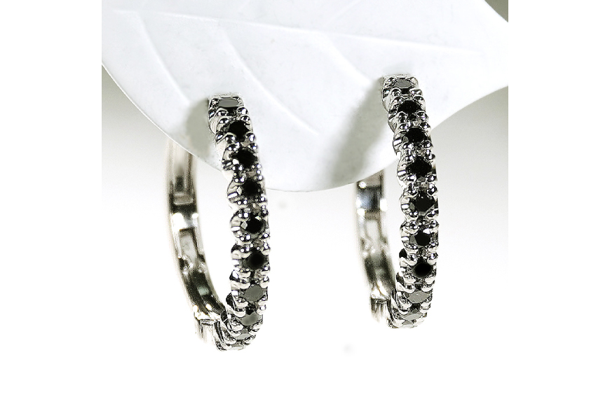 ピアス フープピアス プラチナ PT900 ブラックダイヤモンド 0.36ct 【f215-bd-pt】 [オーダーメイドジュエリーメイ 山梨県 韮崎市 20745466] アクセサリー アクセ レディース ジュエリー ダイヤ 宝石 フープ エタニティ かわいい 輪っか バネ式 キャッチレス 中折れピアス