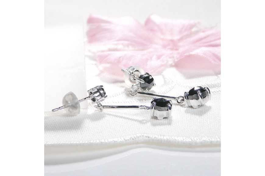 ピアス スタッドピアス プラチナ PT900 ブラックダイヤモンド 2.16ct ぶら下がり レディース 黒ダイヤ 揺れるピアス アクセサリー アクセ ジュエリー 【f223-pt】 [オーダーメイドジュエリーメイ 山梨県 韮崎市 20745211]