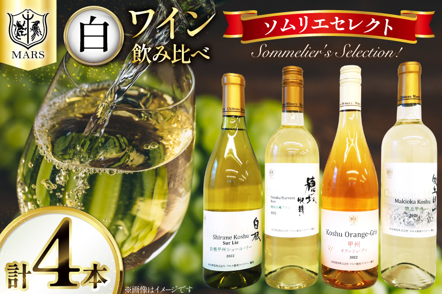 ワイン 飲み比べ ソムリエセレクト 白ワイン 4本セット [本坊酒造 マルス穂坂ワイナリー 山梨県 韮崎市 20743677] ワインセット 白 シャトーマルス 辛口 お酒