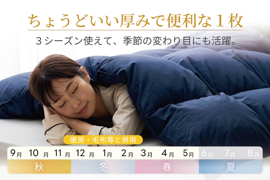 【春秋用】 洗える 羽毛布団 合掛け シングル ホワイトダックダウン93% 0.8kg 無地 ネイビー 中厚 春用 秋用 [川村羽毛 山梨県 韮崎市 20745426] 合い掛け 布団 ブルガリア産 コインランドリー 掛け布団 ダウンかけ布団 ふとん 羽毛ふとん 合掛け布団 ロイヤルゴールドラベル