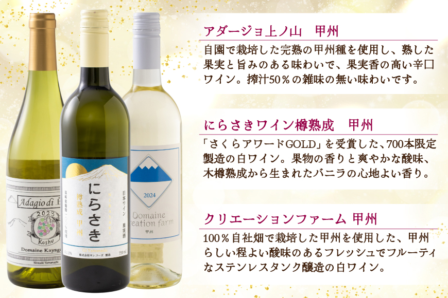 ワイン 白ワイン好き必見！お得な白ワイン9本 飲み比べセット 750ml×8本 720ml×1本 [株式会社まあめいく 山梨県 韮崎市 20745324] ワイン Wine わいん 白ワイン 飲み比べセット お酒 酒 山梨ワイン セット
