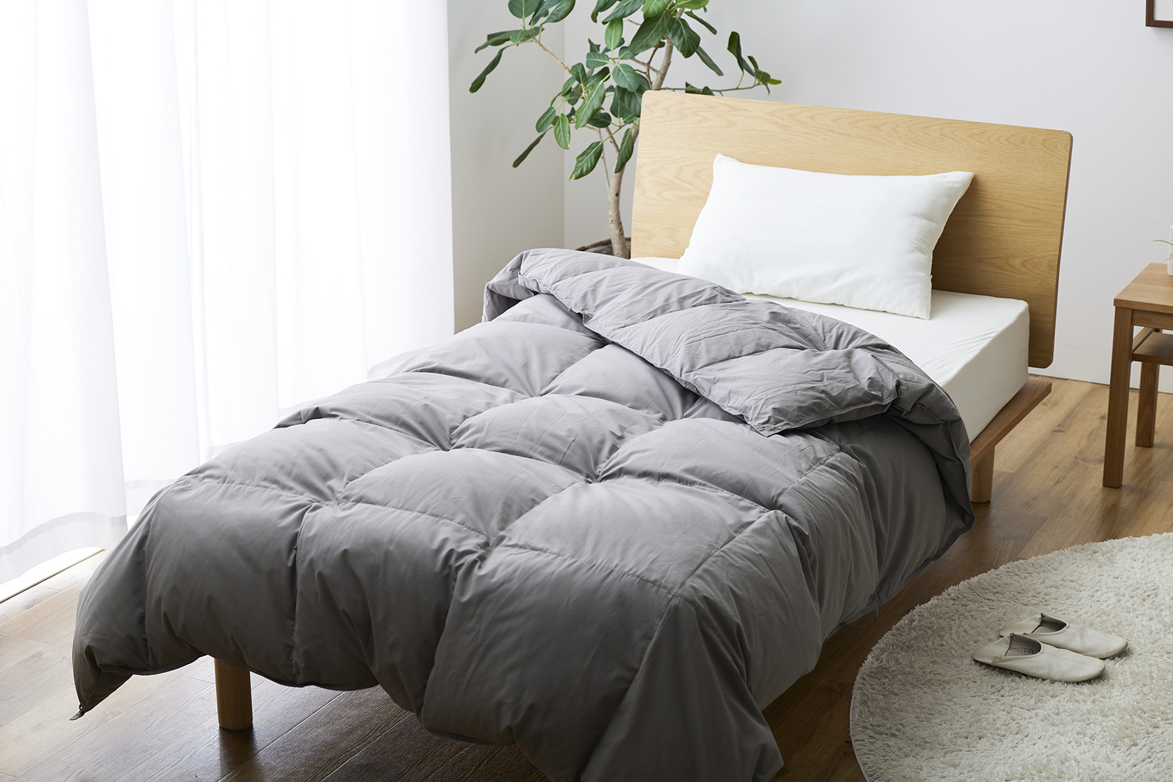 【春夏用】洗える 羽毛 肌掛け布団 セミダブル ホワイトグースダウン 93％ 0.5kg ポーランド産 (無地 グレー) [川村羽毛 山梨県 韮崎市 20743655] 布団 羽毛布団 肌掛け 日本製 コインランドリー