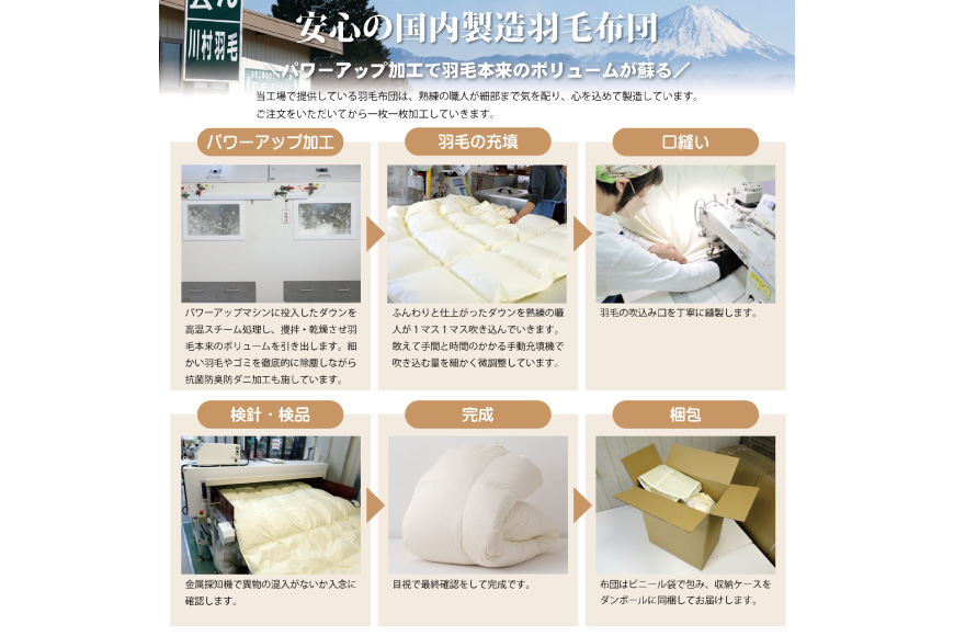 羽毛布団 本掛け ホワイトダックダウン93％ ダブル 1.7kg 60番手サテン 綿100％ グレー ブルガリア産 冬用 布団 ふとん 羽毛 羽毛掛け布団 寝具 ロイヤルゴールド 400dp 収納袋付 日本製 国産 増量 [川村羽毛 山梨県 韮崎市 20745163]