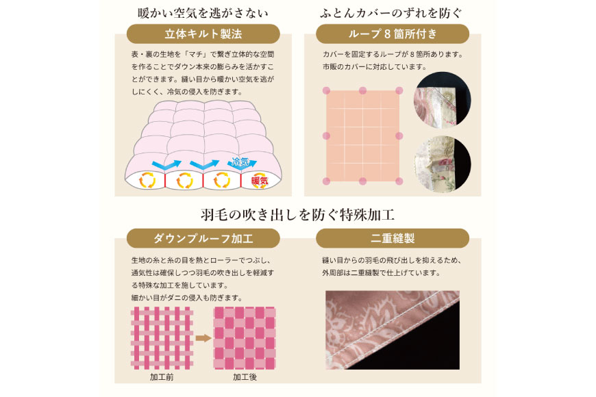 羽毛布団 掛け布団 ホワイトダックダウン93％ 【ダブル】 1.7kg ブルガリア産 80番手サテン 青系 [川村羽毛 山梨県 韮崎市 20743234] 布団 ふとん 羽毛 羽毛掛け布団 寝具 ロイヤルゴールド 400dp 収納袋付 日本製 国産 抗菌 防臭