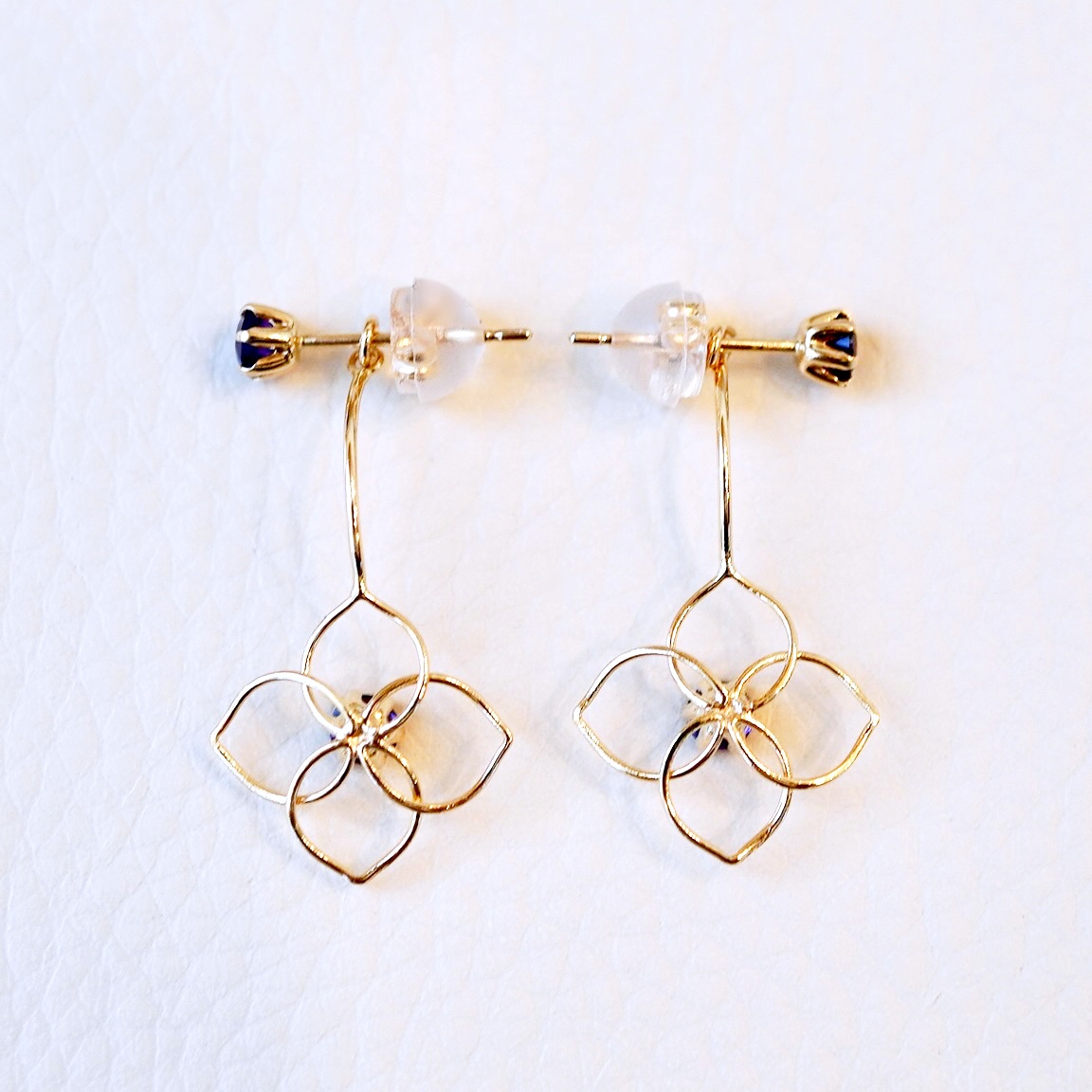 K10YG(10金) イエローゴールド 2WAY アメシスト フラワー 地金 ピアス 保証書付 2158 242-057-c