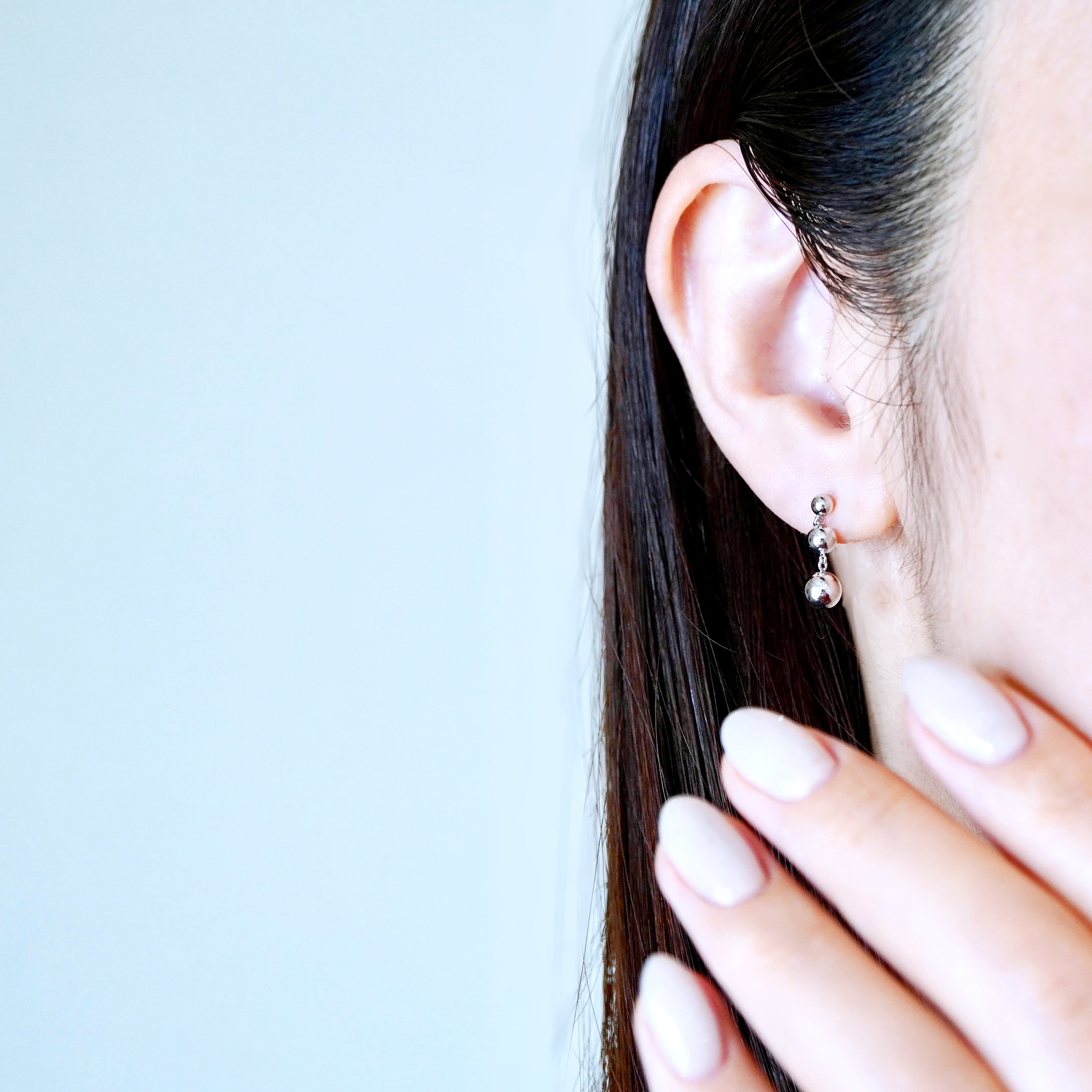 K18WG(18金) ホワイトゴールド 地金 ボール 3連 ピアス 保証書付 M760-1 242-030-a