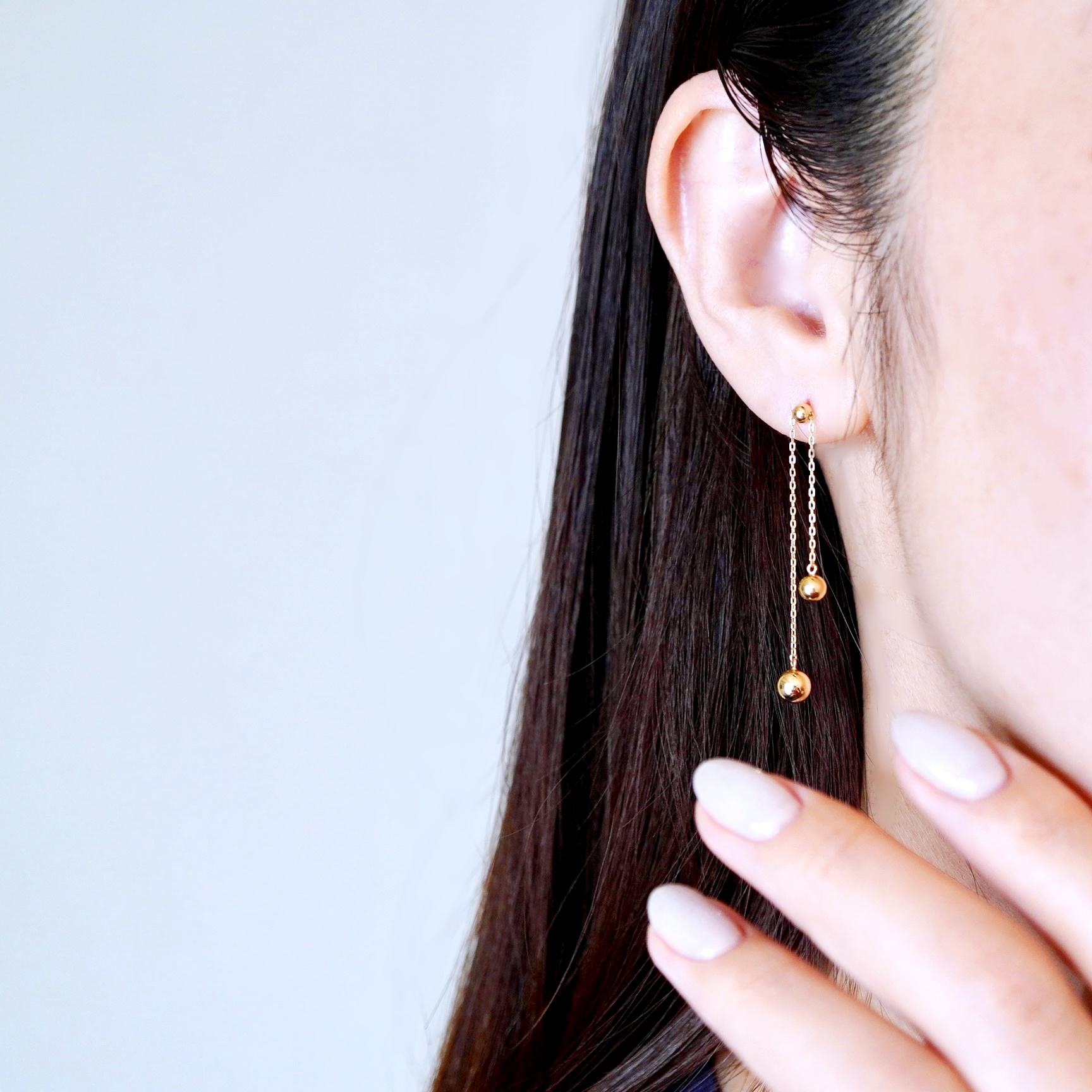 K18(18金) イエローゴールド おしゃれ 長さ調節 技あり ボール チェーン ピアス 地金 (直径3mm4mm 5mm) 保証書付 M1237-1 242-032