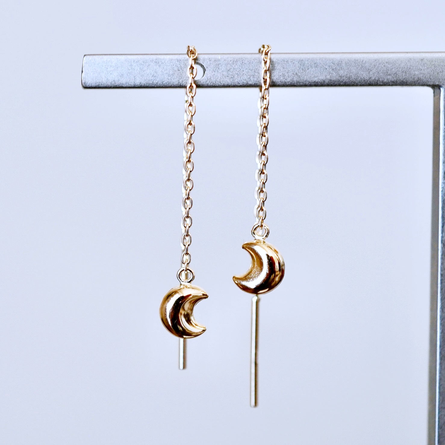 K18(18金) イエローゴールド 地金　月 三日月 ムーン チェーン ピアス 保証書付 SMK-5251 242-023-b