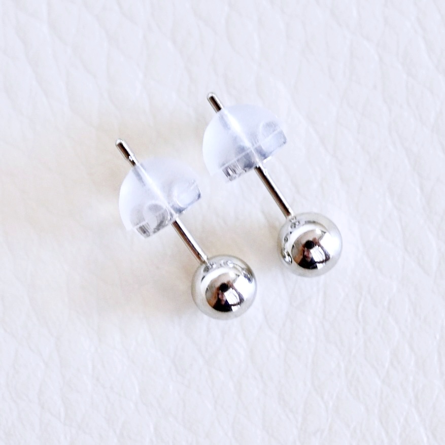 【ジュエリー】Pt900 プラチナ 地金 シンプル ボール ピアス (4mm) 保証書付 KO-0002 242-008-a