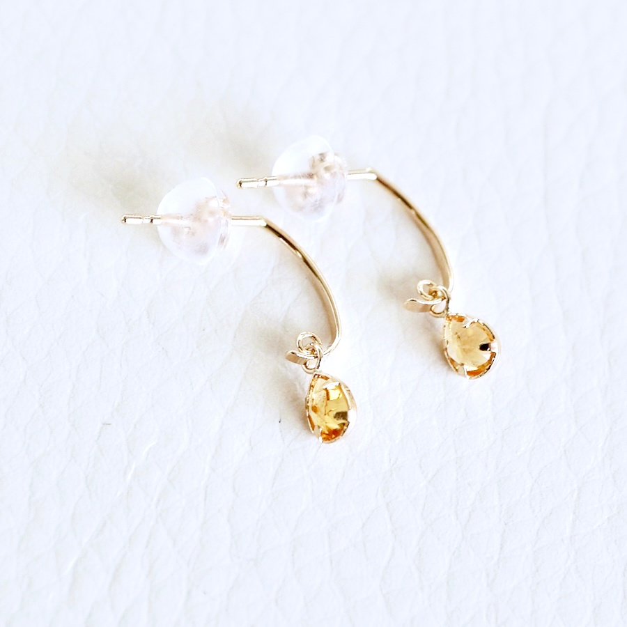 【ジュエリー】K10 イエローゴールド シトリン 揺れる ピアス 保証書付 SR-2223 242-001-e