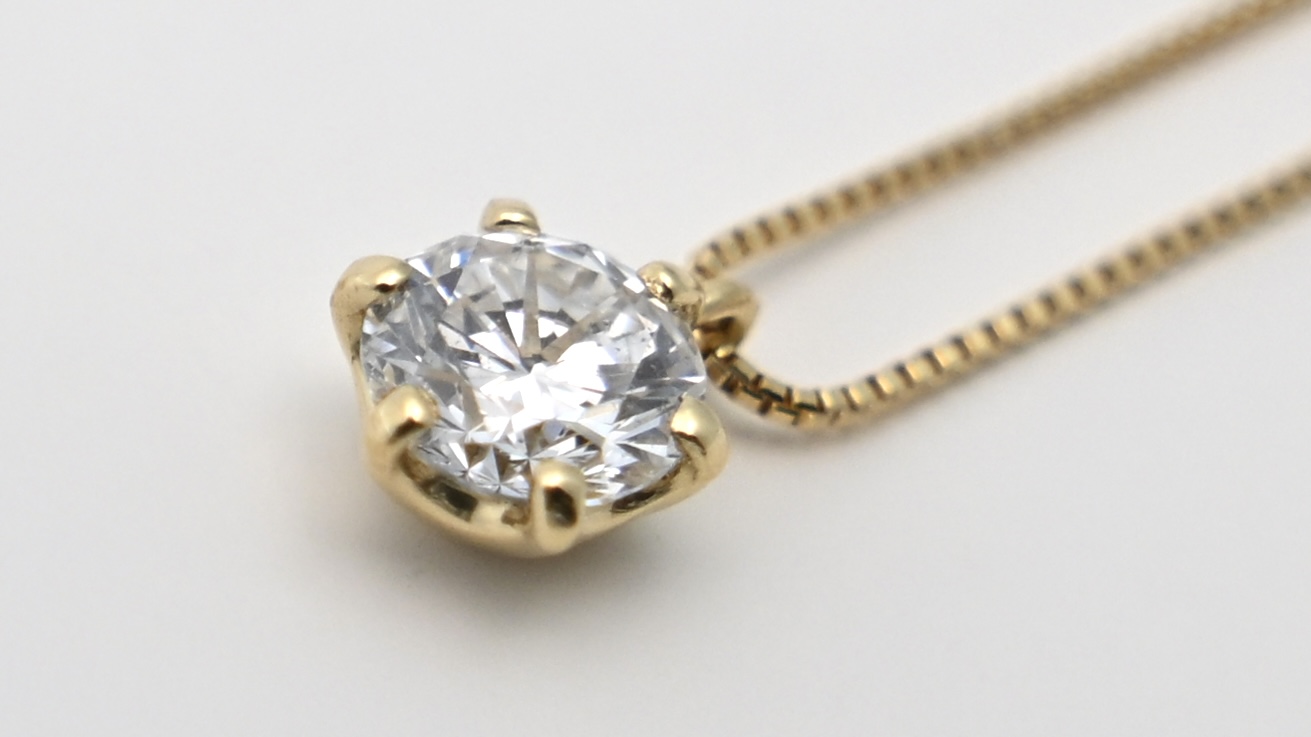 K18イエローゴールド　最上等級カラーDカラー天然ダイヤモンド　大粒0.50ｃｔ　爪留めネックレス FNP-8 250-008