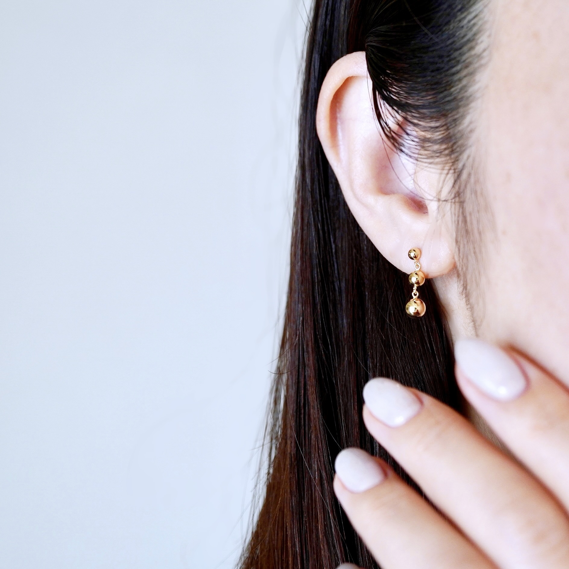 K18(18金) イエローゴールド 地金 ボール 3連 ピアス 保証書付 M760-1 242-030-b